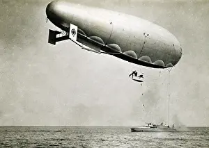 Dirigible: Blimp Attached to Gunboat, World War 1