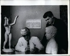 Fortnight: Blind sculptor Oswald Kavsman with bust of his son