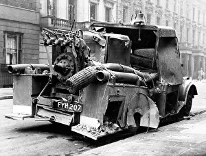 Alderney: Blitz in London -- damaged fire vehicle, WW2
