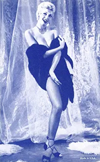 Fishnet: Blonde Pin-Up in Low Cut Coat