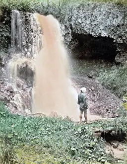 Cascade: Blood cascade waterfall Mount Asama, Japan, circa 1880s