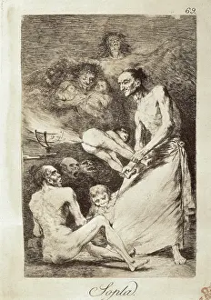 Burin: Blow. Plate 69 of Los Caprichos