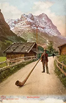 Alphorn: Blowing an Alpenhorn, Switzerland