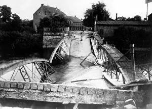 Bartenstein: A blown up bridge in Bartenstein, 1914