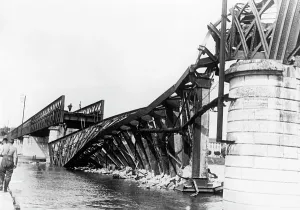 Begun: Blown up bridge over the Loire, 1940