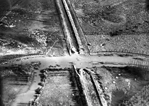 Aisne: Blown up Oise-Aisne canal at the Western Front, 1918