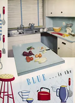 Formica: Blue 1950s kitchen