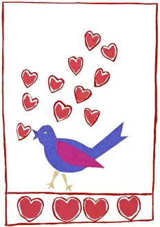 Cefyn: Blue Bird with Hearts (collage)