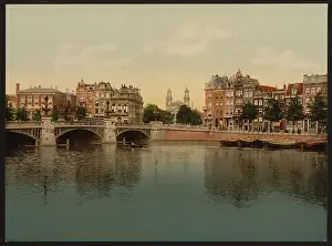 Amstel: Blue bridge and the Amstel River, Amsterdam, Holland