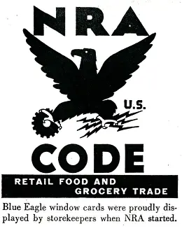 Recovery: Blue Eagle window card, displayed by storekeepers