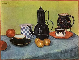 Jugs: Blue Enamel Coffeepot, Earthenware and Fruit, by Van Gogh