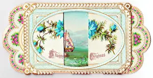 Tabs: Blue flowers on a Christmas card