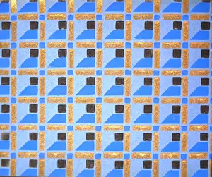 Squares: Blue, gold and black abstract art deco design