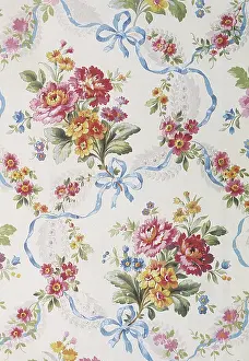 Posy: Blue ribbon and floral bouquet pattern
