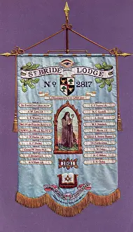 Commemorations: A blue silk commemoration banner