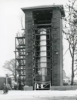 Hatfield: Blue Streak first stage in test tower at de Havilland?s fact