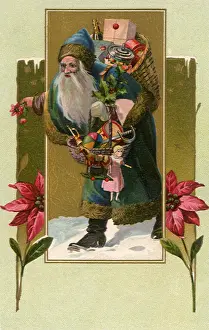 Poinsettia: Blue-Suited Santa