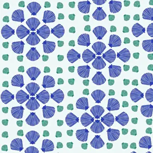Turquoise: Blue and turquoise shells repeating pattern