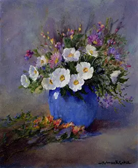 Asters: The Blue Vase ? with white flowers