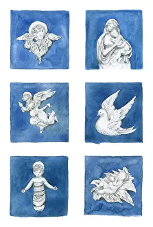 Langlands: Six blue and white Christmas gift tag designs