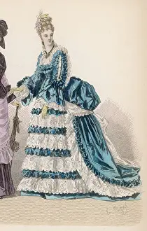 Bustles: Blue - White Dress 1875