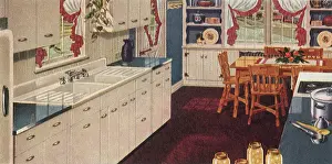 Refrigerator: Blue and White Kitchen