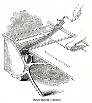 Bookbinding: Board cutting in a bookbinding workshop, City of London