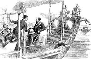 Prow: On board state barge of the Maharajah at Benares