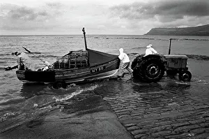 Striding: Boat launch Robin Hood's Bay