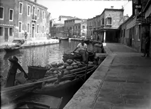 Squash: Boat loaded with squashes, Venice