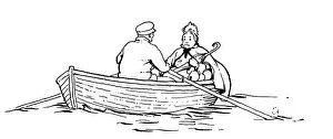 Boatman: Boatman and plump old lady in a rowing boat