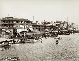Zangaki: Boats pulled up along the shore, Port Said, Egypt