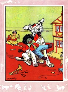 Boisterous: Bobby the dog playing with the toys