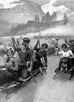Bobsleigh: Bobsleigh Races on an ice-rink, St. Moritz 1909