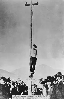 Lynching: Body of lynched John Heith hangs from telegraph
