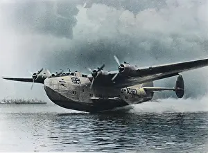 314a: Boeing 314A Bristol of BOAC taking off