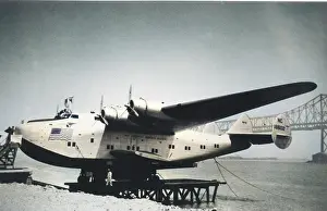 Forwd: Boeing 314A (forward view), beached Pan Am