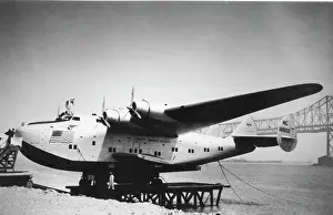Forwd: Boeing 314A (forward view), beached Pan Am