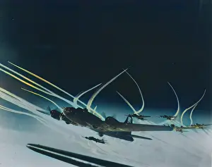 B17f: Boeing B-17F formation with escorts