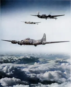 B17f: Boeing B-17F Fortress with Lockheed P-38 escorts.?