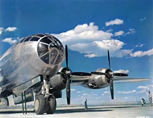 Forwd: Boeing B-29 close up of nose (forward view, on the grou?
