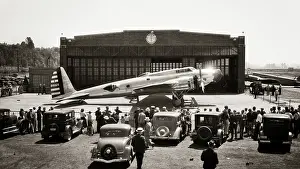 B 17: Boeing XB-17 Prototype at Seattle Hangar