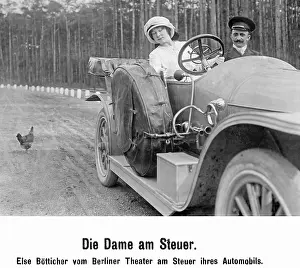 Motorcar: Else Boetticher driving her automobile, 1919