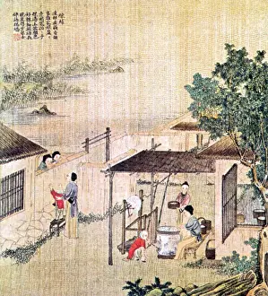 Cultivating: Boiling Silkworm Cocoons, Silk Making in China