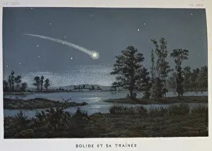 Explodes: Bolide and its train. A Bolide is a large meteor