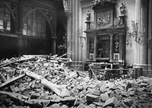 Housed: Bomb damage to the Cologne Cathedral, 1943