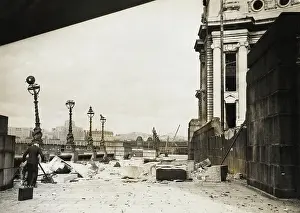 Southbank: Bomb damage by County Hall during the Blitz
