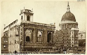 Gutted: Bomb Damage, London - Shell of St. Nicholas Cole Abbey