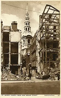 Gutted: Bomb Damage, London - Shell of St. Nicholas Cole Abbey