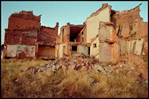 Desolate: Bomb damaged hoses, Belchite, Spain